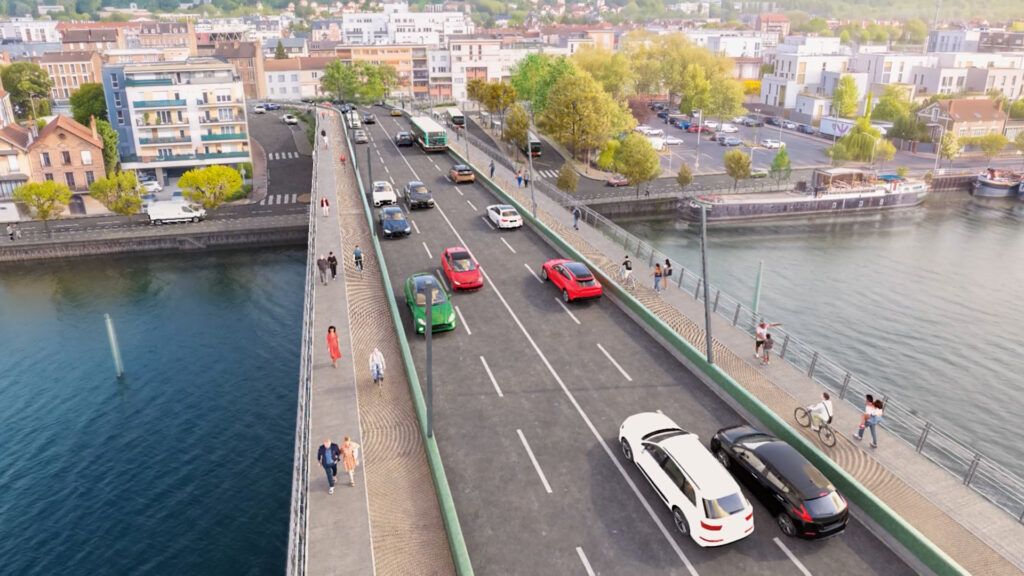 Photomontage du Pont de la Première armée élargi : nouveaux cheminements piétons et cyclables
